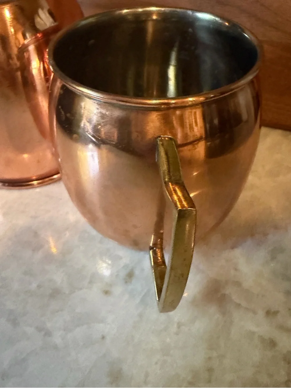 Set of two copper mule mugs
